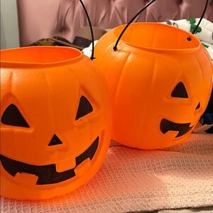 Halloween Orange Pumpkin Jack-O'-Lantern Buckets